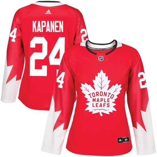 Women's Adidas Toronto Maple Leafs #24 Kasperi Kapanen Authentic Red Alternate NHL Jersey - Ujersey
