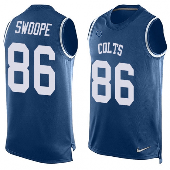 Men's Nike Indianapolis Colts #86 Erik Swoope Limited Royal Blue Player Name & Number Tank Top NFL Jersey - Ujersey