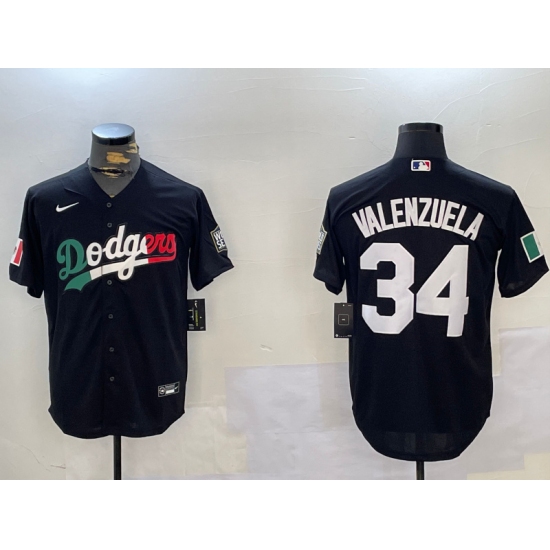 Mens Los Angeles Dodgers #34 Toro Valenzuela Black Mexico 2024 World Series Cool Base Stitched Baseball Jersey - Ujersey