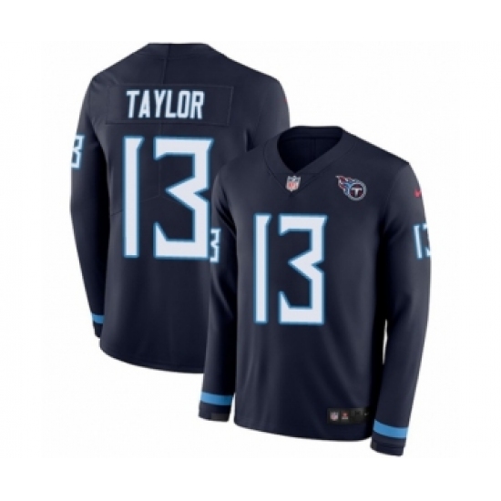 Youth Nike Tennessee Titans #13 Taywan Taylor Limited Navy Blue Therma Long Sleeve NFL Jersey - Ujersey