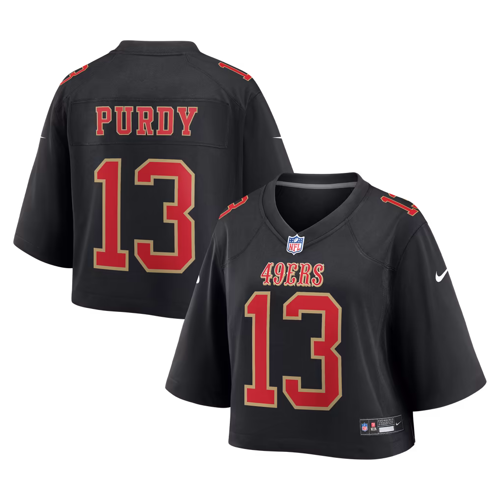 Women's San Francisco 49ers Brock Purdy Nike Black Cropped Fashion Game Jersey - Ujersey