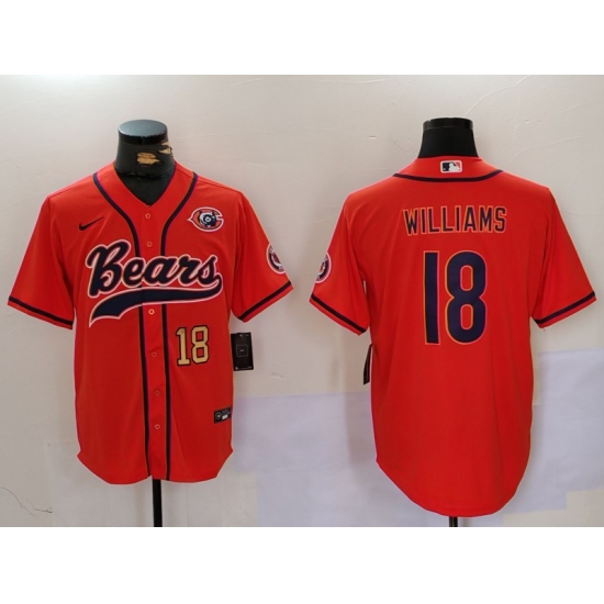 Men's Chicago Bears #18 Caleb Williams Orange Throwback With Cool Base Stitched Baseball Jerseys