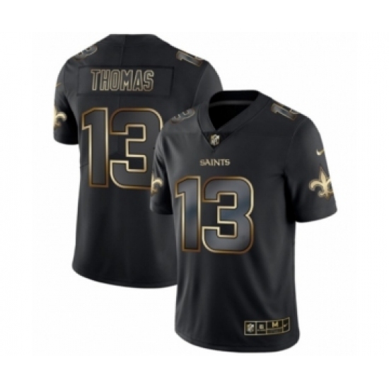 Men's New Orleans Saints #13 Michael Thomas Black Golden Edition 2019 Vapor Untouchable Limited Jersey - Ujersey