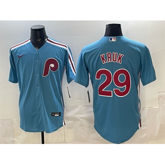 Men's Philadelphia Phillies #29 John Kruk Blue Cool Base Stitched Jersey - Ujersey