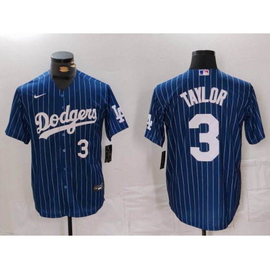 Men's Los Angeles Dodgers #3 Chris Taylor Navy Pinstripe Stitched Cool Base Nike Jerseys - Ujersey