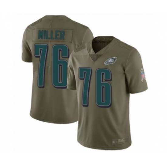 Youth Philadelphia Eagles #76 Shareef Miller Limited Olive 2017 Salute to Service Football Jersey - Ujersey
