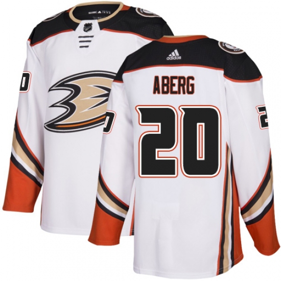 Men's Adidas Anaheim Ducks #20 Pontus Aberg White Road Authentic Stitched NHL Jersey - Ujersey