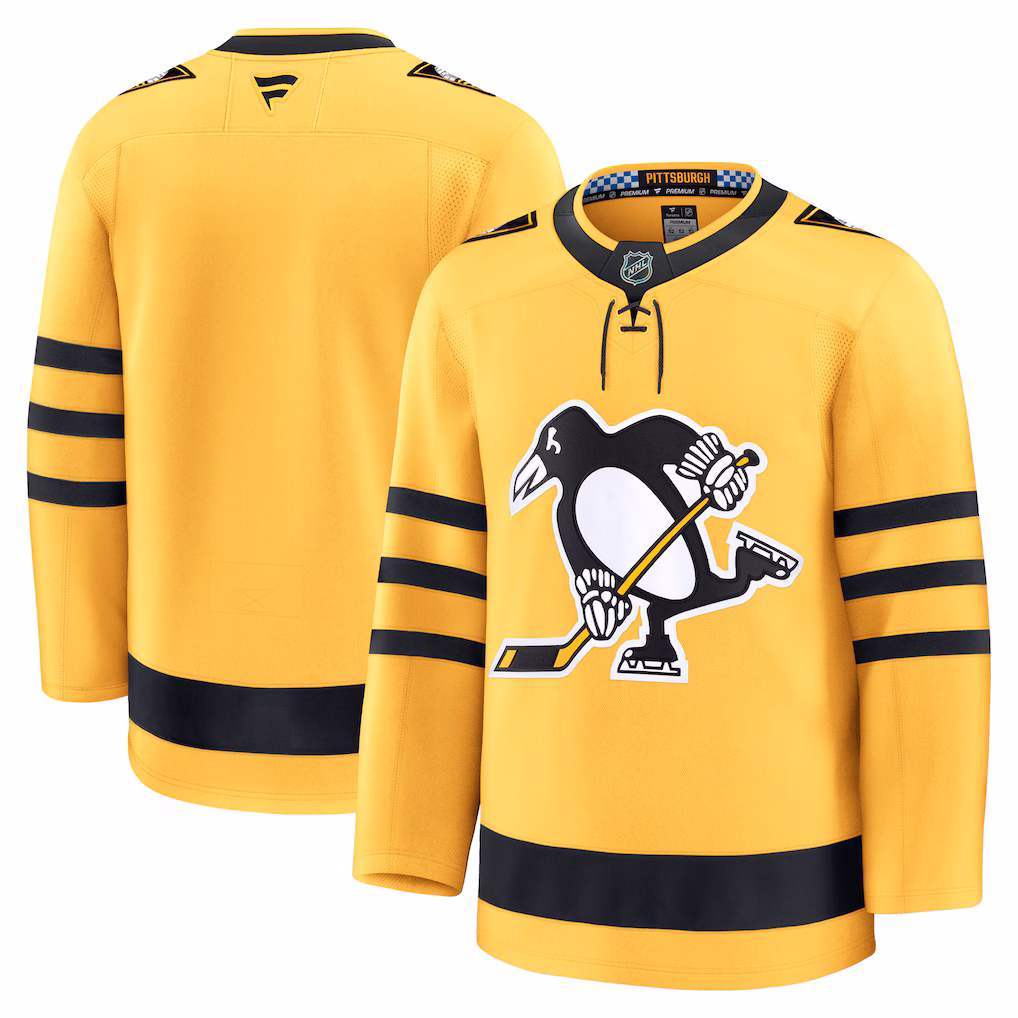 Men's Pittsburgh Penguins Fanatics Gold Alternate Premium Jersey - ujerseystore