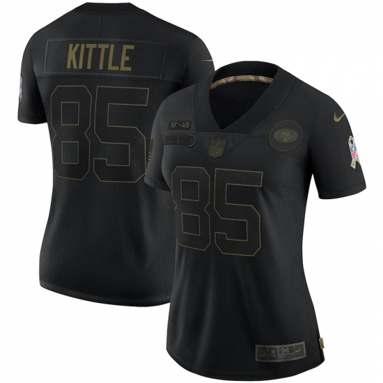 Women's San Francisco 49ers #85 George Kittle Black 2020 Salute To Service Limited Jersey - Ujersey