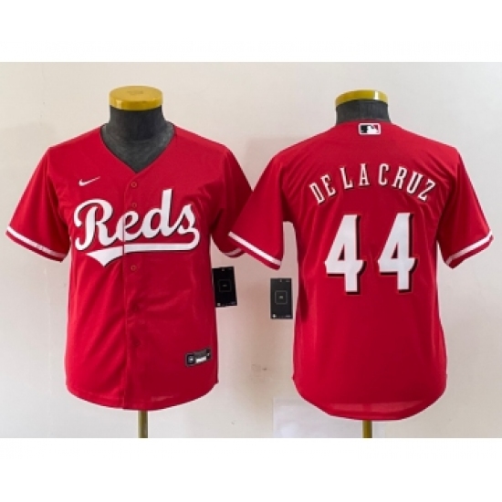 Youth Nike Cincinnati Reds #44 Elly De La Cruz Red Cool Base Stitched Baseball Jersey2 - Ujersey