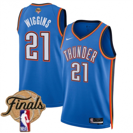 Men's Oklahoma City Thunder #21 Aaron Wiggins Blue 2025 Icon Edition Stitched Basketball Jersey - Ujersey