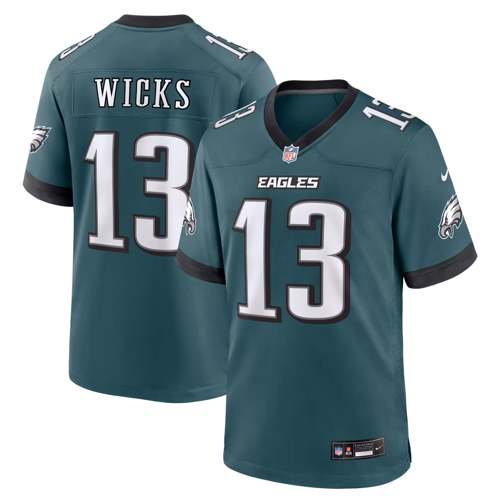 Men's Philadelphia Eagles Dontayvion Wicks Nike Midnight Green Team Game Jersey - U-jersey