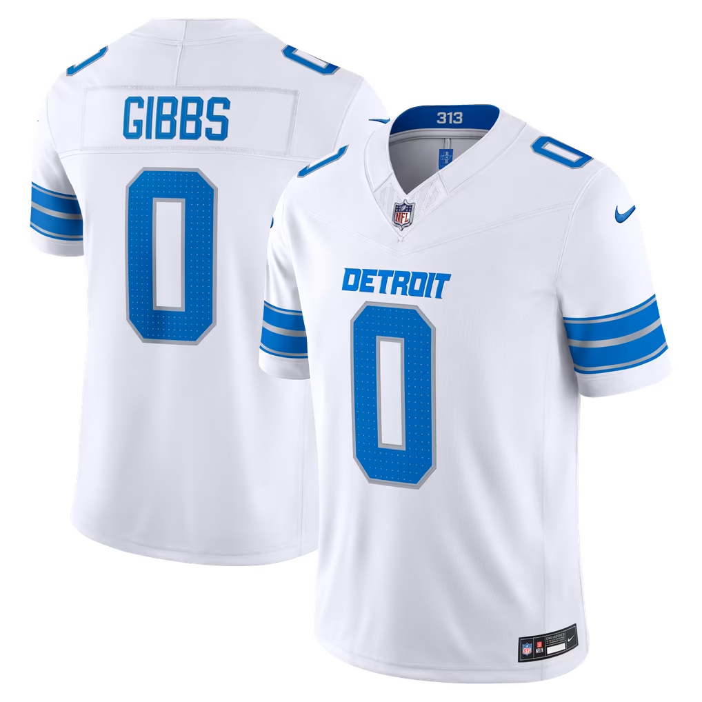 Men's Detroit Lions Jahmyr Gibbs Nike White Vapor F.U.S.E. Stitched Limited Jersey - SUjersey01