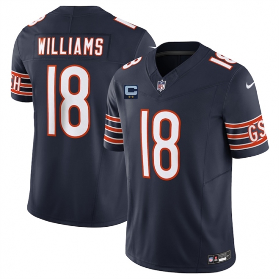 Men's Chicago Bears #18 Caleb Williams Navy 2025 F.U.S.E. With 2-Star C Vapor Untouchable Limited Stitched Football Jersey - Ujersey