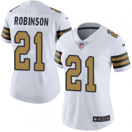 Women's Nike New Orleans Saints #21 Patrick Robinson Limited White Rush Vapor Untouchable NFL Jersey - Ujersey