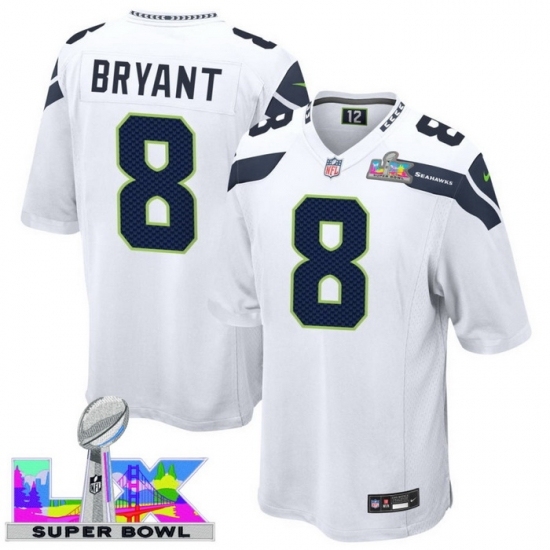 Men's Seattle Seahawks #8 Coby Bryant White 2025 2026 Super Bowl LX F U S E Stitched Jersey - Ujersey