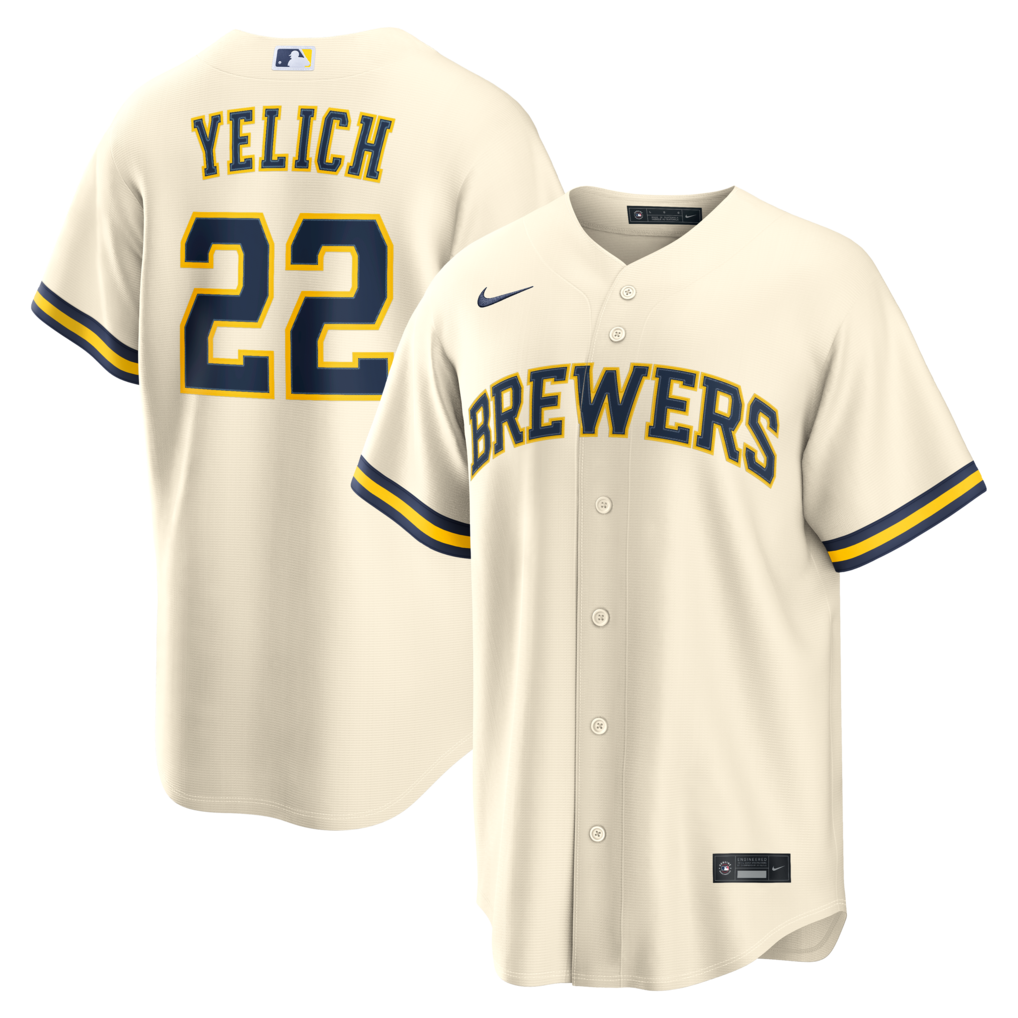 Men's Milwaukee Brewers Christian Yelich Nike Cream Home Replica Jersey - ujerseystore