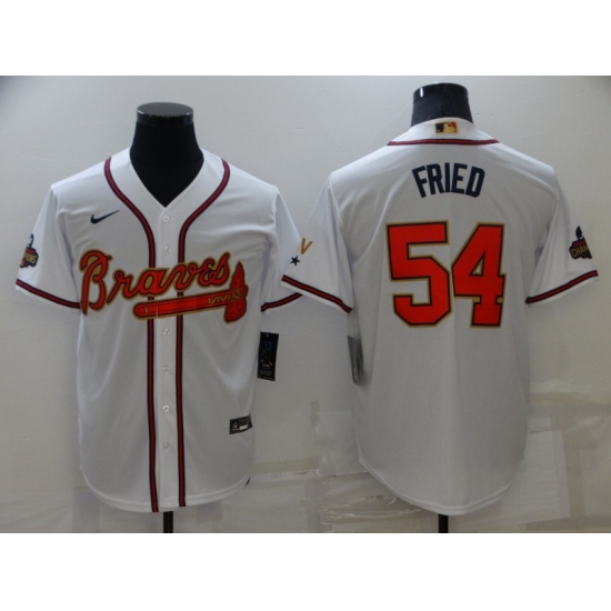 Men's Atlanta Braves #54 Max Fried Nike White 2022 Gold Program Authentic Player Jersey - Ujersey