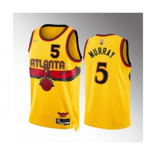 Men's Atlanta Hawks #5 Dejounte Murray Black Stitched Game Jersey - Ujersey