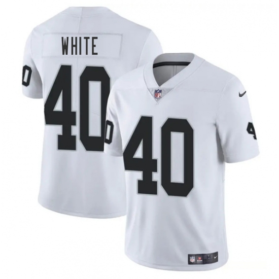 Men's Las Vegas Raiders #40 Devin White White 2025 Vapor Football Stitched Jersey