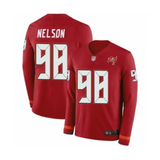 Men's Tampa Bay Buccaneers #98 Anthony Nelson Limited Red Therma Long Sleeve Football Jersey - Ujersey