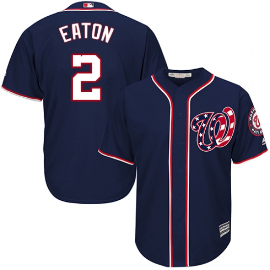 Youth Majestic Washington Nationals #2 Adam Eaton Authentic Navy Blue Alternate 2 Cool Base MLB Jersey - Ujersey