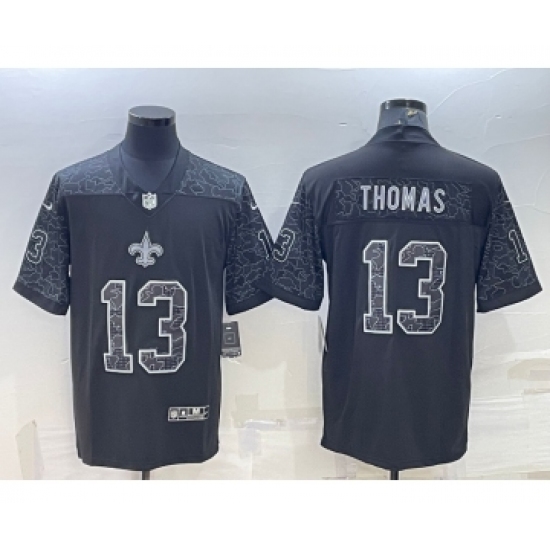 Men's New Orleans Saints #13 Michael Thomas Black Reflective Limited Stitched Football Jersey - Ujersey