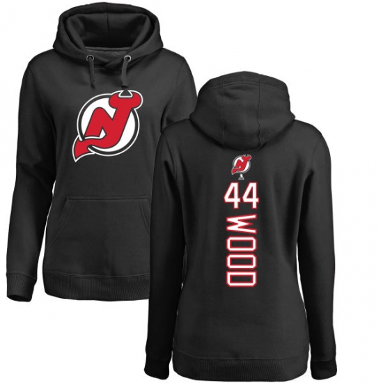 NHL Women's Adidas New Jersey Devils #44 Miles Wood Black Backer Pullover Hoodie - ujerseystore