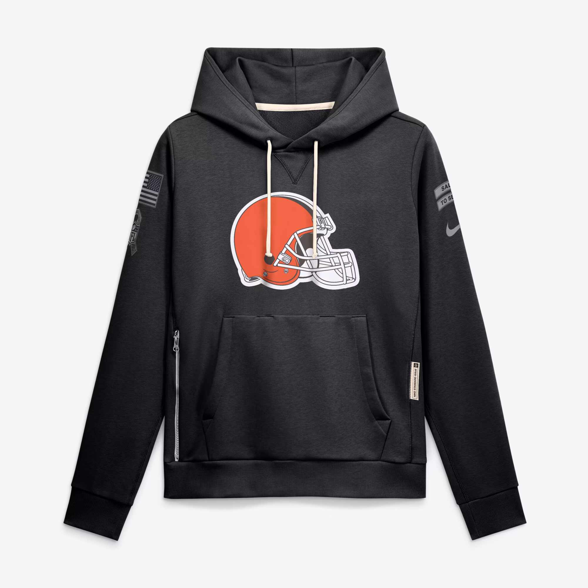 Women's Cleveland Browns  Nike Black 2026 Salute to Service Sideline Dri-FIT Pullover Hoodie - Ujersey