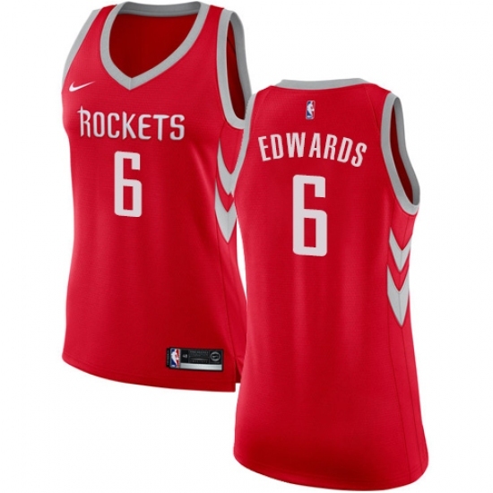 Women's Nike Houston Rockets #6 Vincent Edwards Swingman Red NBA Jersey - Icon Edition - Ujersey