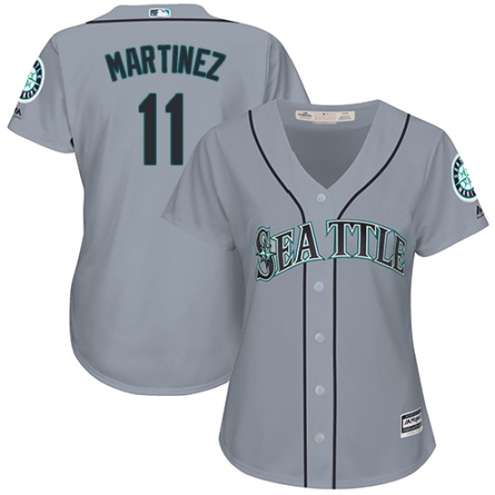 Women's Majestic Seattle Mariners #11 Edgar Martinez Authentic Grey Road Cool Base MLB Jersey - Ujersey