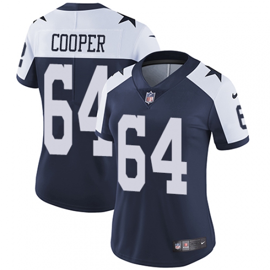 Women's Nike Dallas Cowboys #64 Jonathan Cooper Navy Blue Throwback Alternate Vapor Untouchable Limited Player NFL Jersey - Ujersey
