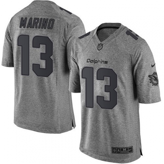 Men's Nike Miami Dolphins #13 Dan Marino Limited Gray Gridiron NFL Jersey - Ujersey