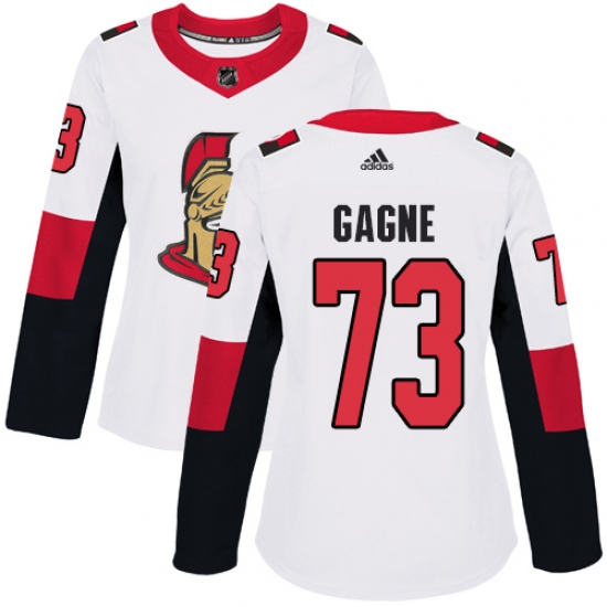 Women's Adidas Ottawa Senators #73 Gabriel Gagne Authentic White Away NHL Jersey - Ujersey