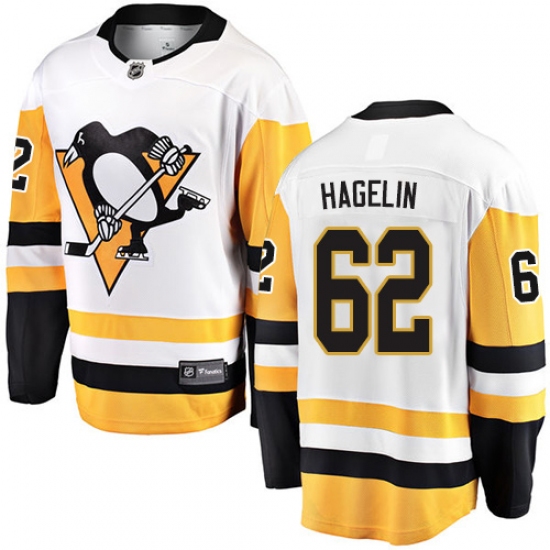 Youth Pittsburgh Penguins #62 Carl Hagelin Fanatics Branded White Away Breakaway NHL Jersey - Ujersey