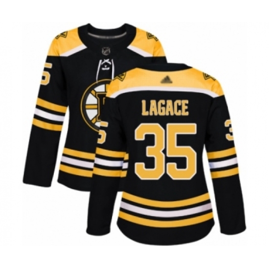 Women's Boston Bruins #35 Maxime Lagace Authentic Black Home Hockey Jersey - Ujersey