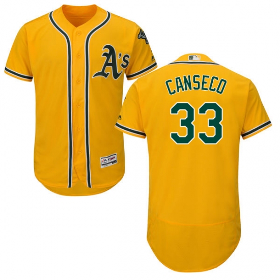 Men's Majestic Oakland Athletics #33 Jose Canseco Gold Alternate Flex Base Authentic Collection MLB Jersey - Ujersey