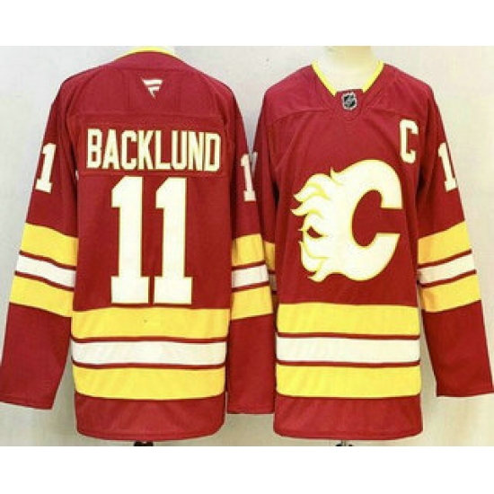 Men's Calgary Flames #11 Mikael Backlund Red Authentic Jersey - Ujersey