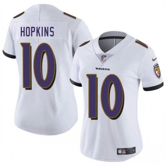 Women's Baltimore Ravens #10 DeAndre Hopkins White 2025 Vapor Football Jersey(Run Small) - Ujersey