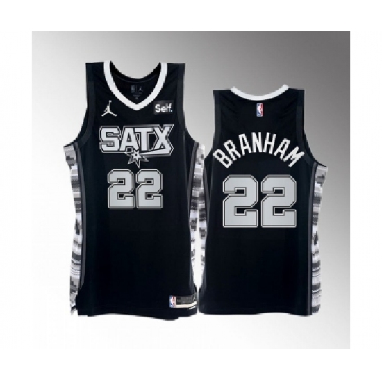 Men' San Antonio Spurs #22 Malaki Branham 2022-23 Black Stitched Jersey