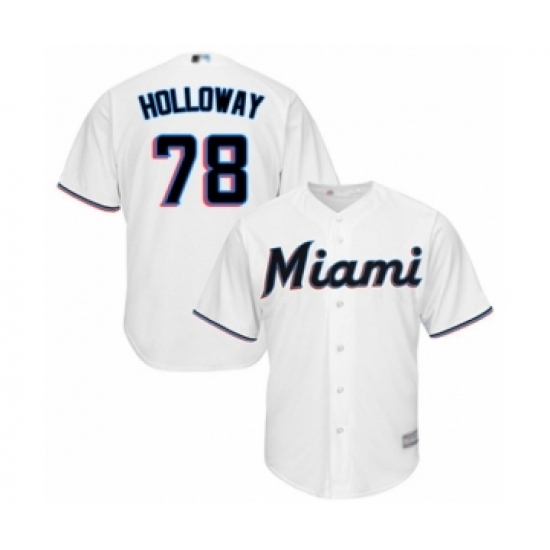 Youth Miami Marlins #78 Jordan Holloway Authentic White Home Cool Base Baseball Player Jersey - Ujersey