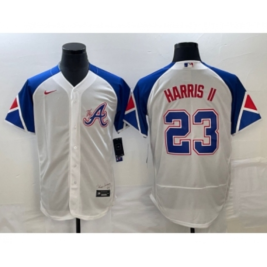 Men's Atlanta Braves #23 Michael Harris II White 2023 City Connect Flex Base Stitched Baseball Jersey