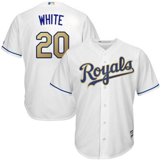 Youth Majestic Kansas City Royals #20 Frank White Replica White Home Cool Base MLB Jersey - Ujersey