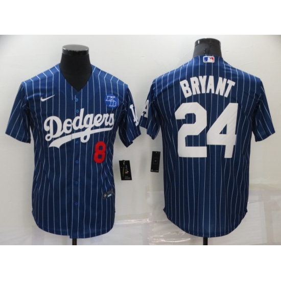 Men's Los Angeles Dodgers #24 Kobe Bryant Authentic Blue Stripes Realtree Collection Jersey - Ujersey
