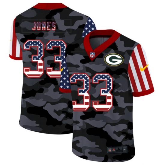 Men's Green Bay Packers #33 Aaron Jones Camo Flag Nike Limited Jersey - Ujersey