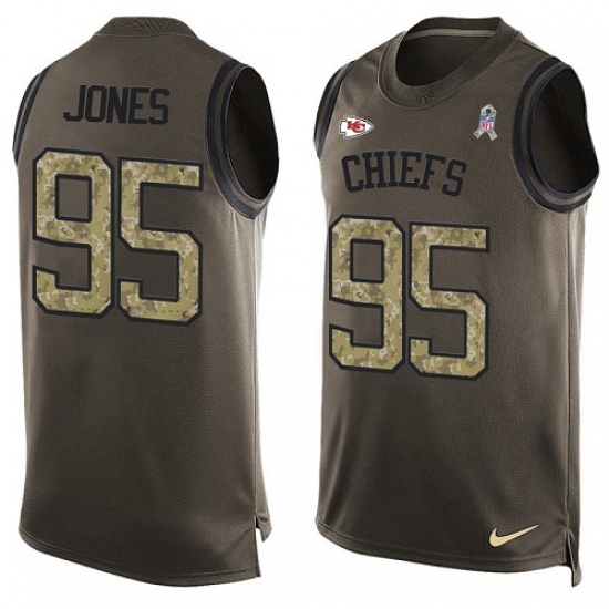 Men's Nike Kansas City Chiefs #95 Chris Jones Limited Green Salute to Service Tank Top NFL Jersey - Ujersey