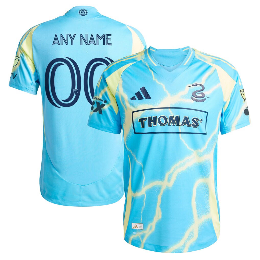 Men's Philadelphia Union adidas Blue 2025 The Voltage Kit Authentic Custom Jersey - Ujersey