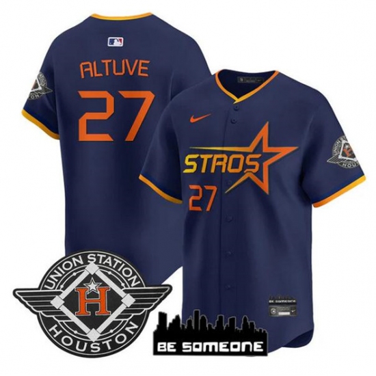 Men's Houston Astros #27 Jose Altuve Navy 2025 City Connect Limited Stitched Baseball Jersey - Ujersey
