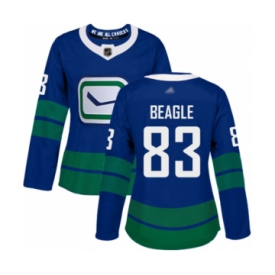 Women's Vancouver Canucks #83 Jay Beagle Authentic Royal Blue Alternate Hockey Jersey - Ujersey