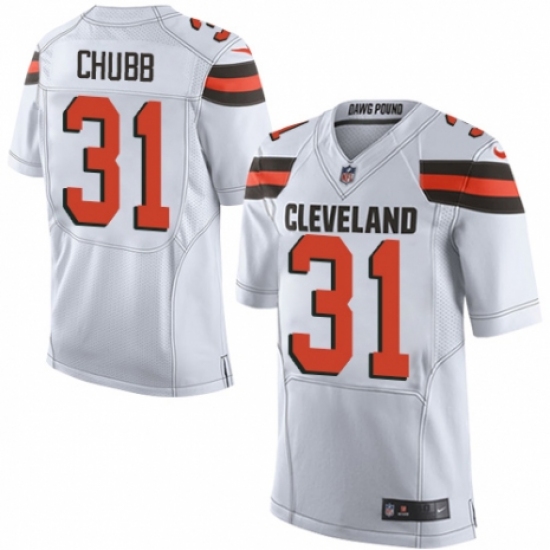 Men's Nike Cleveland Browns #31 Nick Chubb Elite White NFL Jersey - Ujersey